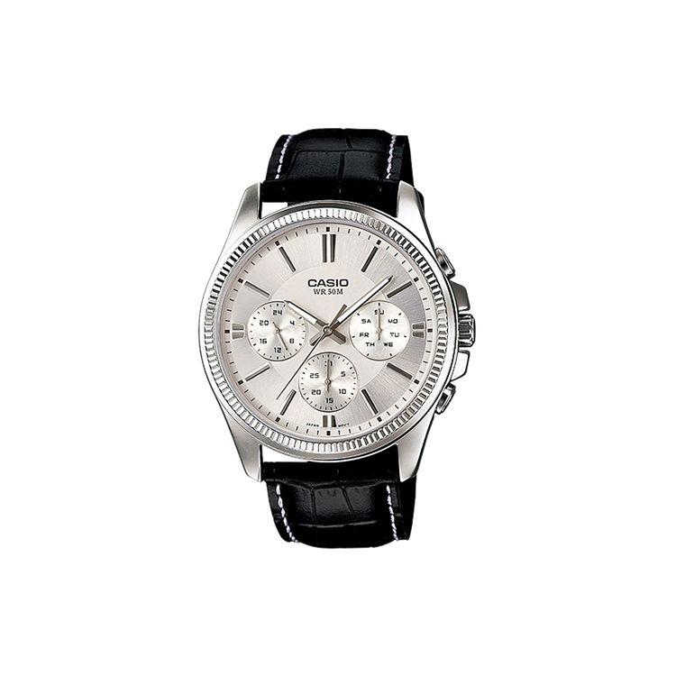 Casio Стандартная серия Единорог Минималистичные Модные Водонепроницаемые Часы Три Циферблата Шесть Стрелок Кварцевый Механизм Кожаный Ремешок Мужские часы Белый MTP-1375L-7AVDF
