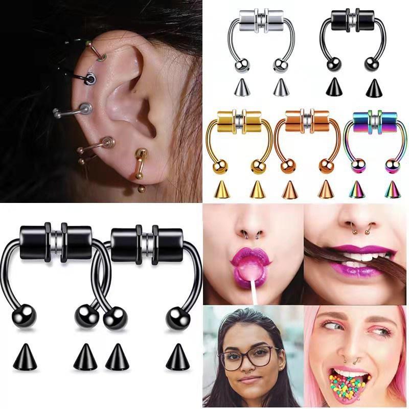 Fake Magnetic Horse Shoe Nose Rings Faux Septum Rings Fake Piercing Clip Titanium Nose Ring Hoop Gift for Women Gift
