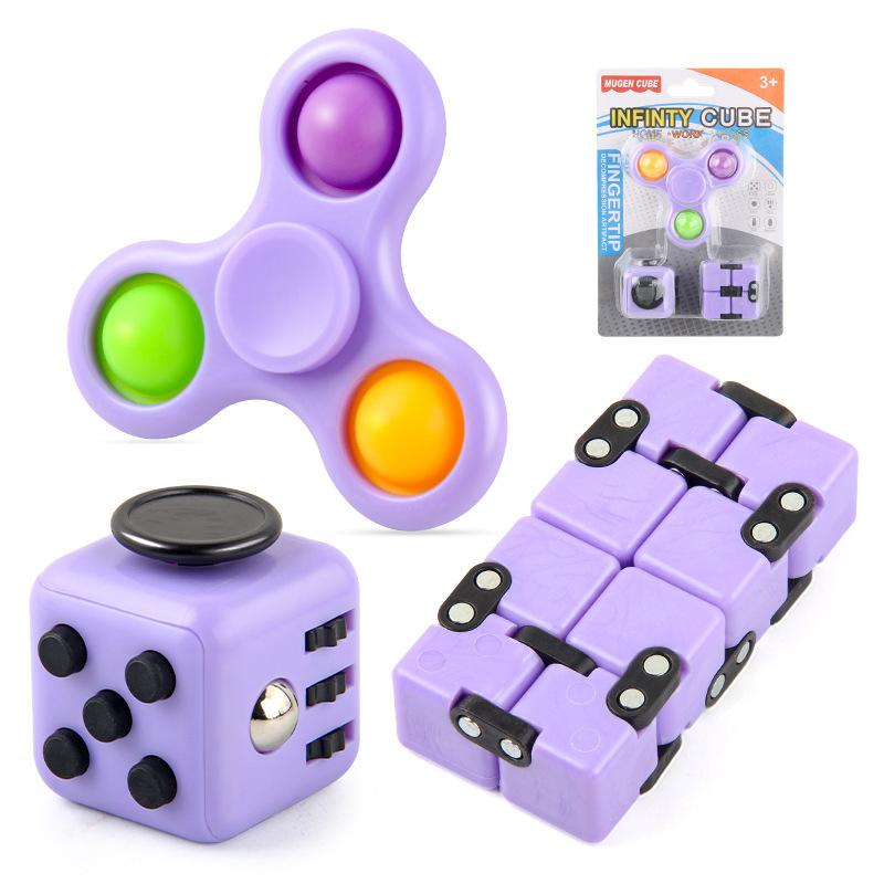 3pcs Decompression Toys Set Infinite Magic Cube Spinner Toys Fingertip Gyro Stress Relief Toys For Gifts