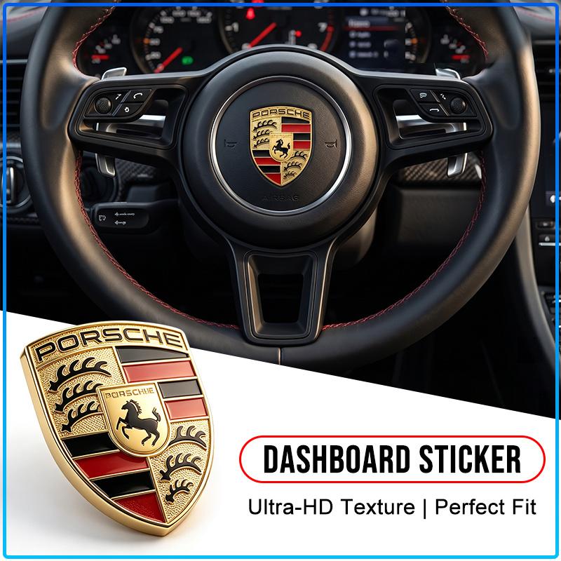 1 шт. Металлическая текстура Значок-щит Porsche Водонепроницаемая, устойчивая к выцветанию Декоративная наклейка Подходит для всех Porsche Седан, Внедорожник, Спортивный автомобиль Модификация интерьера