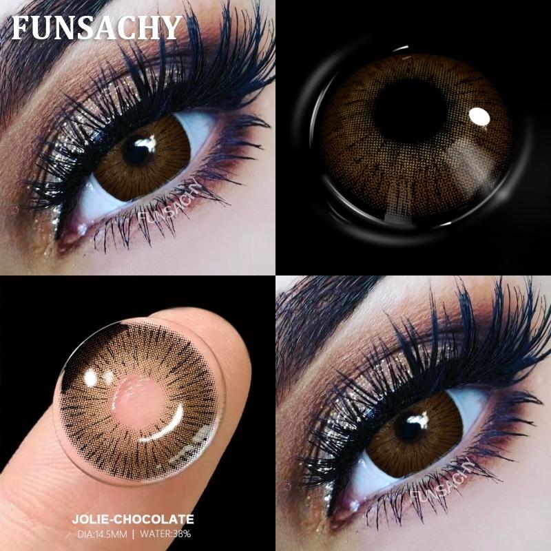 FUNSACHY 2pcs New Colored Lenses for Eyes Black Pupil Natural Contact Lenses Brown Gray Colorful Cosmetic Lens Fast Shipping
