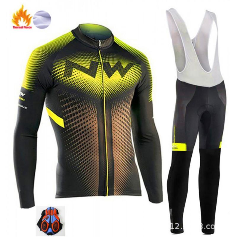 Fleece Cycling Jersey Long Sleeve Winter Thermal Bike Wear Men Women Road Team Apparel