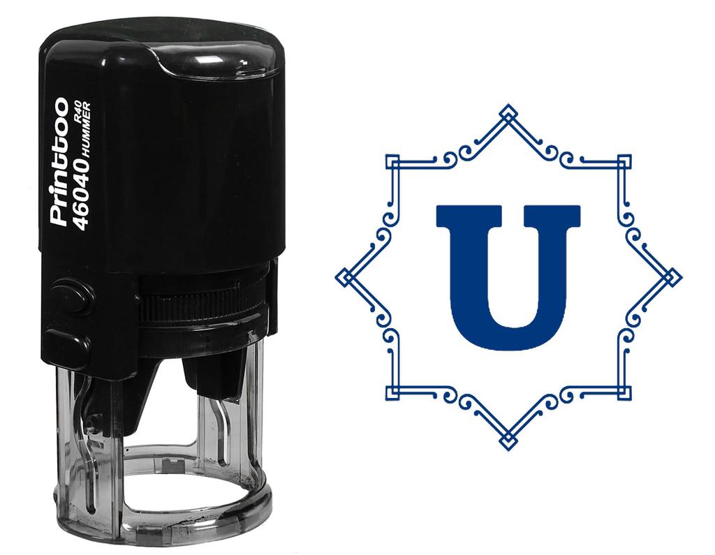 Printtoo Octagon Celtic Swirl Frame U Alphabet Monogram Initial Self Inking Rubber Stamp R-40 Office