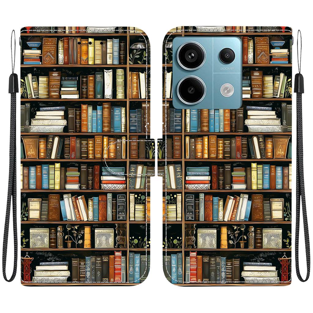 Чехол-книжка из искусственной кожи ручной работы для Xiaomi Poco X6 / Redmi Note 13 Pro (5G) Противоскользящий ударопрочный чехол с ремешком на запястье и дизайнами в виде сердец/роз и кошек