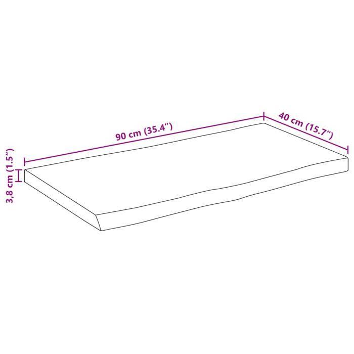 VidaXL Dessus de table 90x40x3,8 cm bord vivant bois massif manguier 370779
