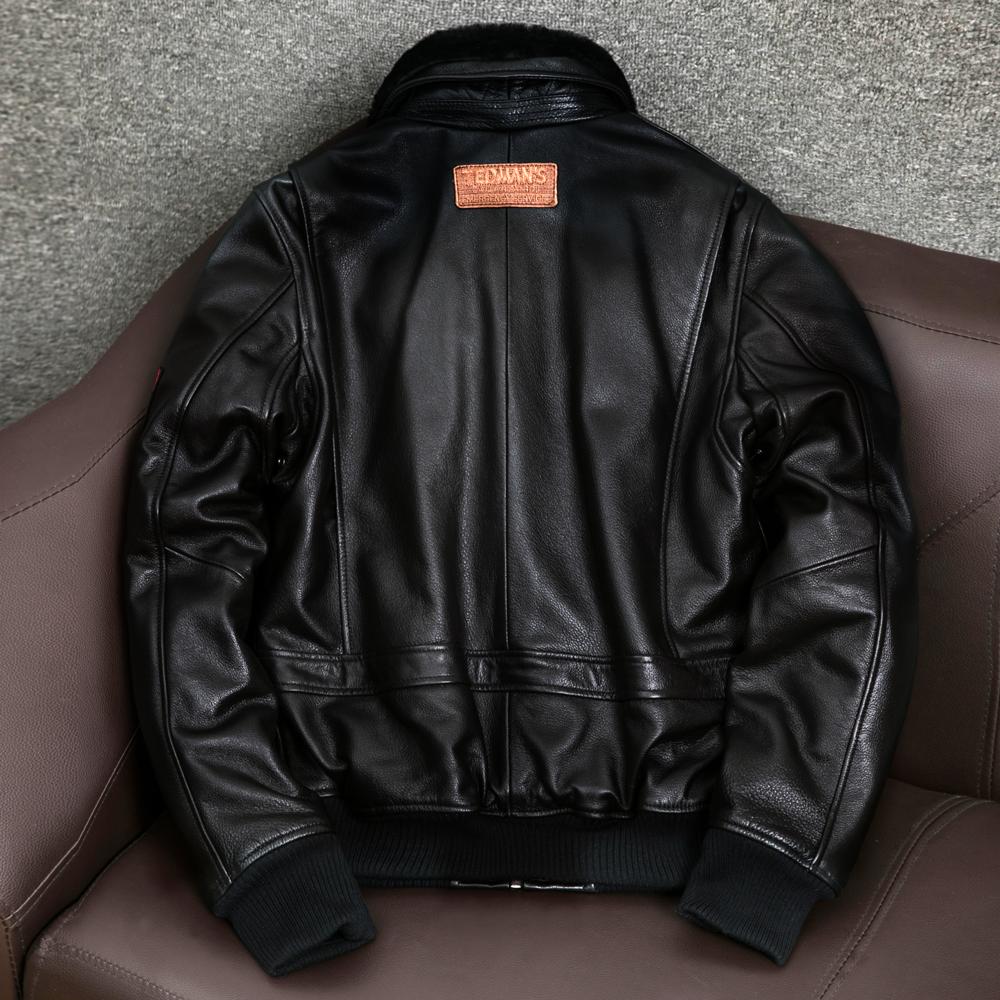 Мужская кожаная куртка-бомбер из натуральной коровьей кожи, куртка пилота, на хлопковой подкладке, зимнее пальто