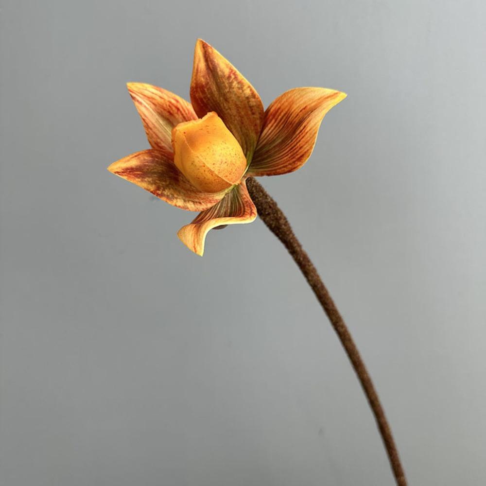 Real Touch Simulation Orchid Single Branch Imperial Slipper Orchid  Bedroom Decoration
