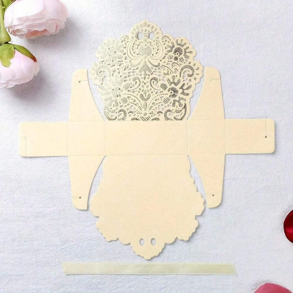 50 шт. лазерная резка с лентой для свадебной вечеринки, подарочная коробка для свадьбы, шоколадные конфеты и подарочные коробки, бумажные пакеты для упаковки