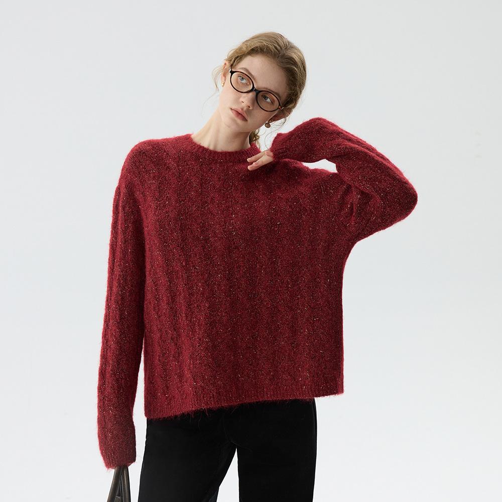 WEDNESDAY DELIGHT Wd_Red Cable Pullover Sweater