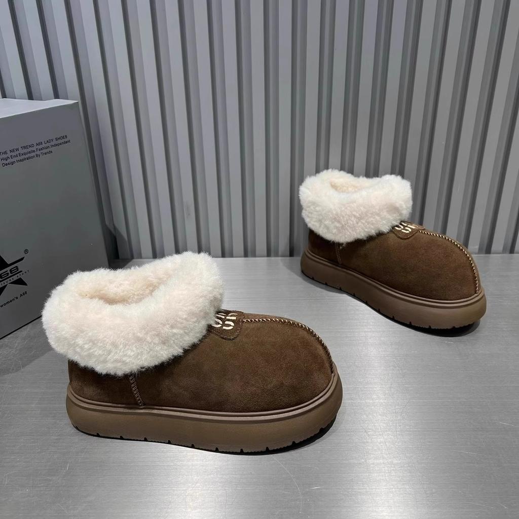 Big Head Snow Boots Thick Sole 2024 Winter New Northeast Velvet Thickened Warm Shoes Big Cotton Shoes Snow Cotton Winter Shoes