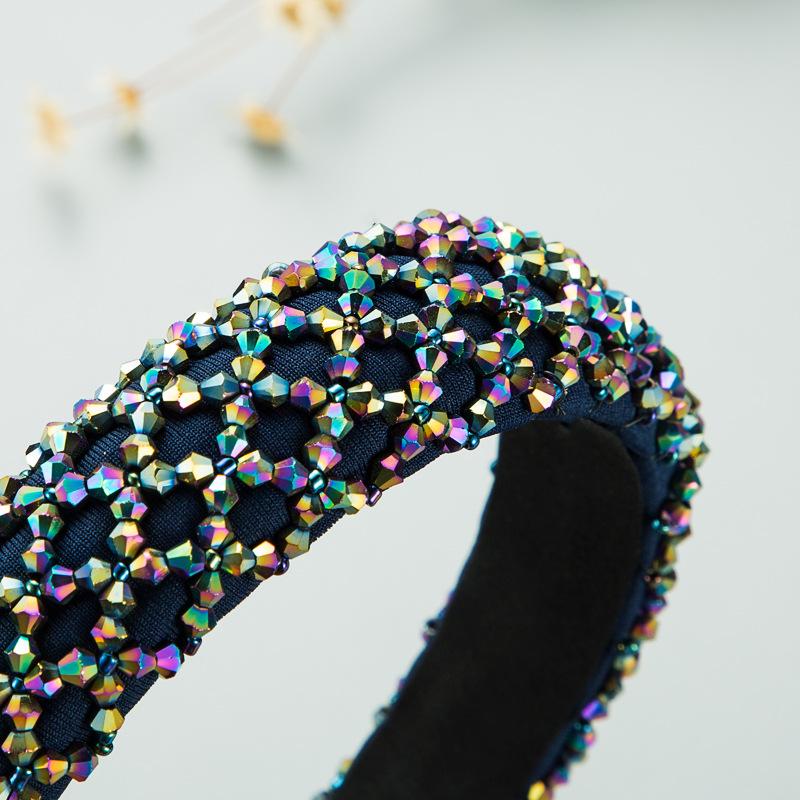 Женская повязка на голову ручной работы с бисером и кристаллами, широкий край для волос в стиле барокко, индивидуальная повязка на голову