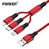 FONKEN 3 In 1 2.4A Fast Charging Cable Micro USB Type C Cable For iPhone Android