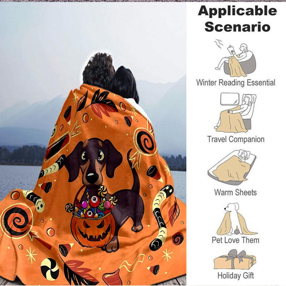 1pc Halloween Treats Lightweight Flannel Blanket, Comfortable and Warm Blanket, for Office and Camping Sofa Bed, Livingroom168