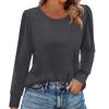 Women's Fashion Casual Long Sleeve Solid Color Shirt Women's Round Neck Tops