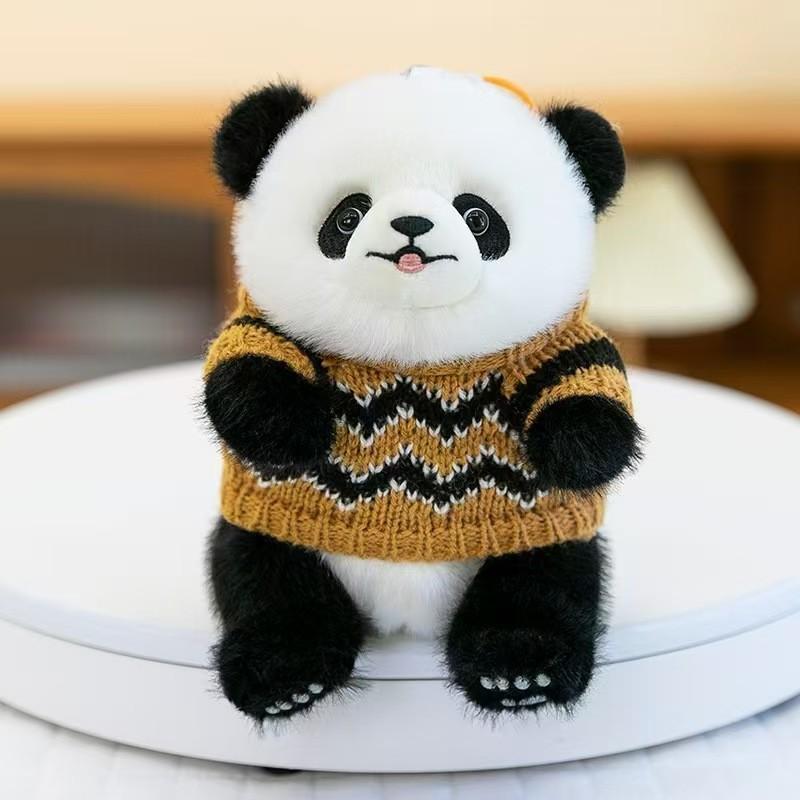 Panda Wear Sweater Plush Toy Cartoon Stuffed Animal Keychain Decoration Bag