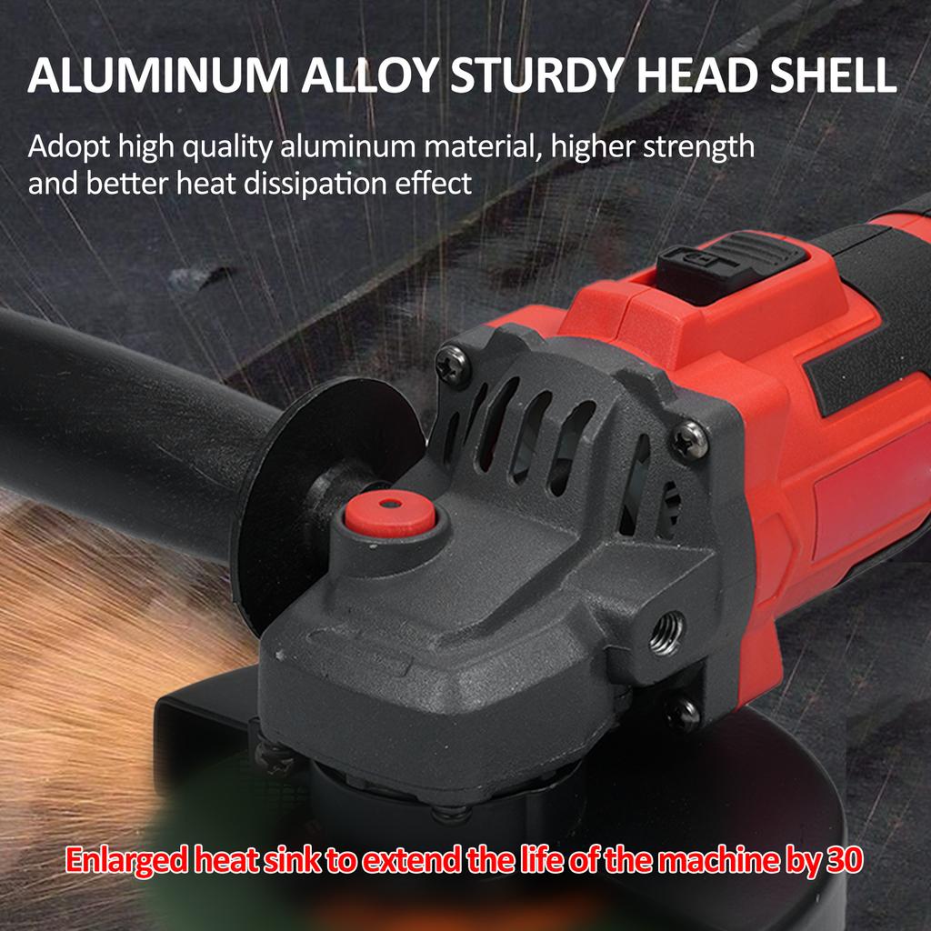 Беспроводная угловая шлифовальная машина 21 В 9000 об/мин Щеточные шлифовальные инструменты с аккумулятором 4,0 Ач и зарядным устройством