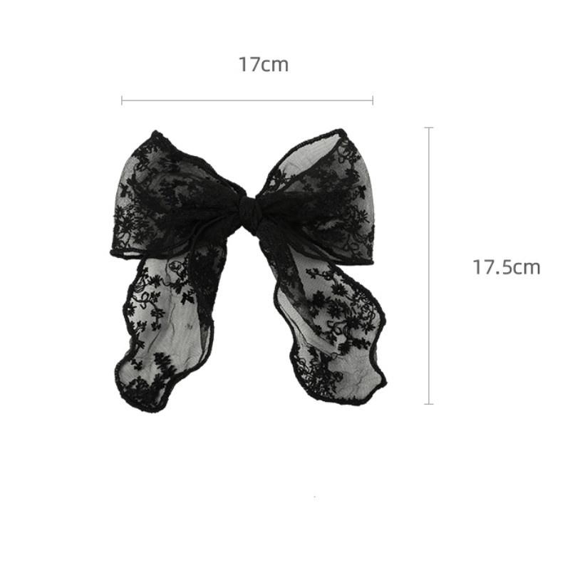 Fashion Solid Color Women Lace Hairclip Black White Bow Hair Barrettes Ponytail Hairpin Accessories For Women Hair Decoration