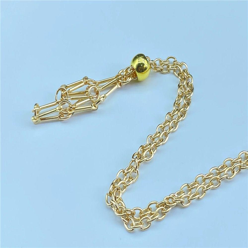 Ожерелье-клетка с кристаллом золотого цвета Серебряное ожерелье с камнем-держателем Повседневная одежда