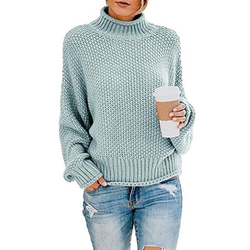 Turtleneck Sweater Women's Autumn and Winter Knitwear Loose Solid Color Large Size Commuter Top Women 817