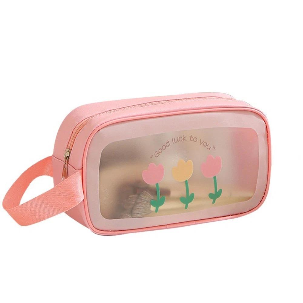 PVC Cartoon Cosmetic Bag Translucent Large Capacity Toiletry Storage Bag Waterproof Swimming Beach Bag Travel Makeup Bag