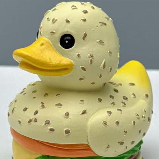 Hamburger Duck Figurine Resin Burger Duck Statue Novelty Desktop Duck Sculpture for Home Office Shelf Table Decoration