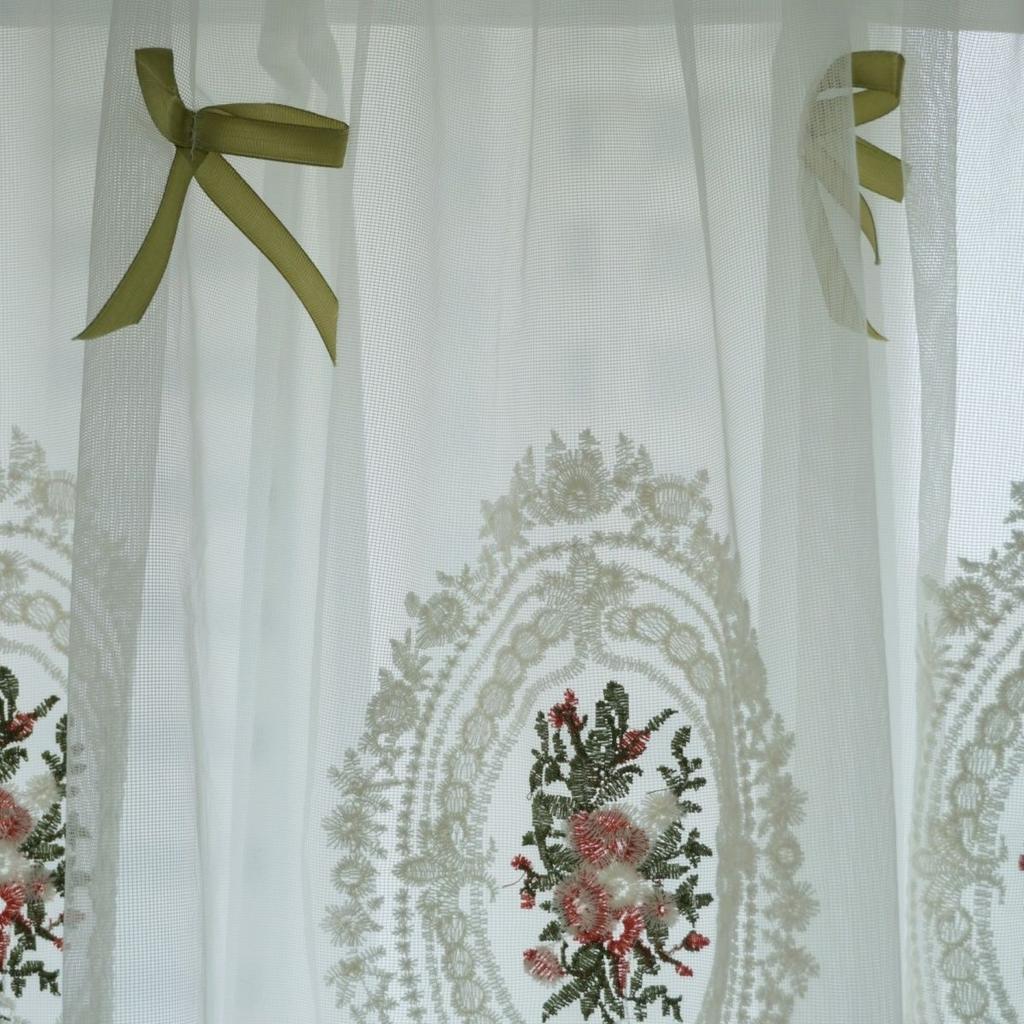 Белая короткая занавеска с цветочной вышивкой, кружевные оконные ламбрекены, пасторальный тюль, вуаль, домашний декор, кухонная дверная перегородка, свадебный ламбрекен