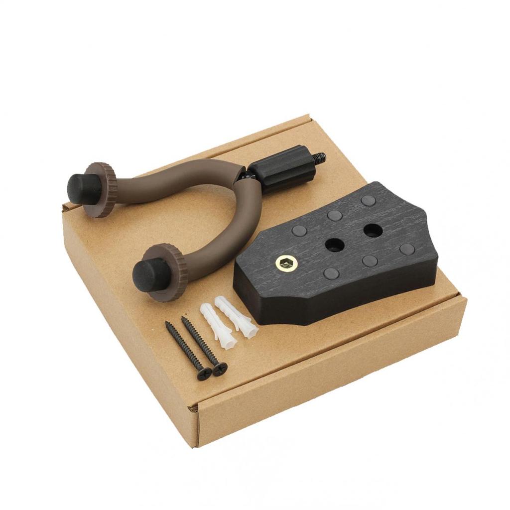 1PC ABS Brown Guitar Stand Wall Mount Guitar Hanger Hook Adjustable Holder Guitar Shape Imitation of Ebony For String Instruments Storage Exhibition