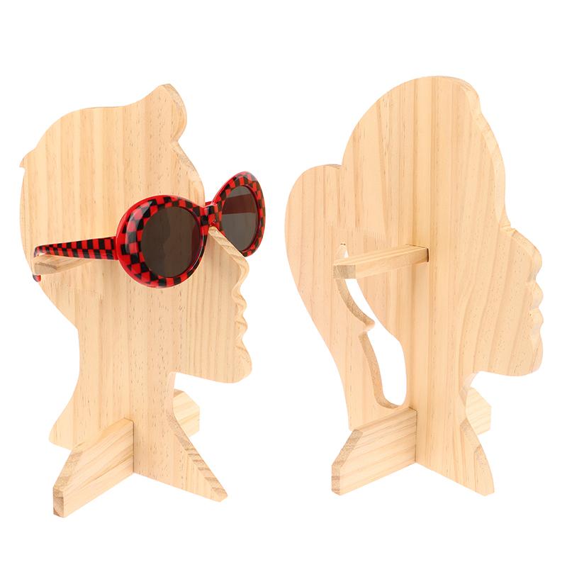 Sunglasses Shelf Display Stand Counter Glasses Storage Shelf Wooden Boys And Girls Head Mold Desktop Glasses Holder