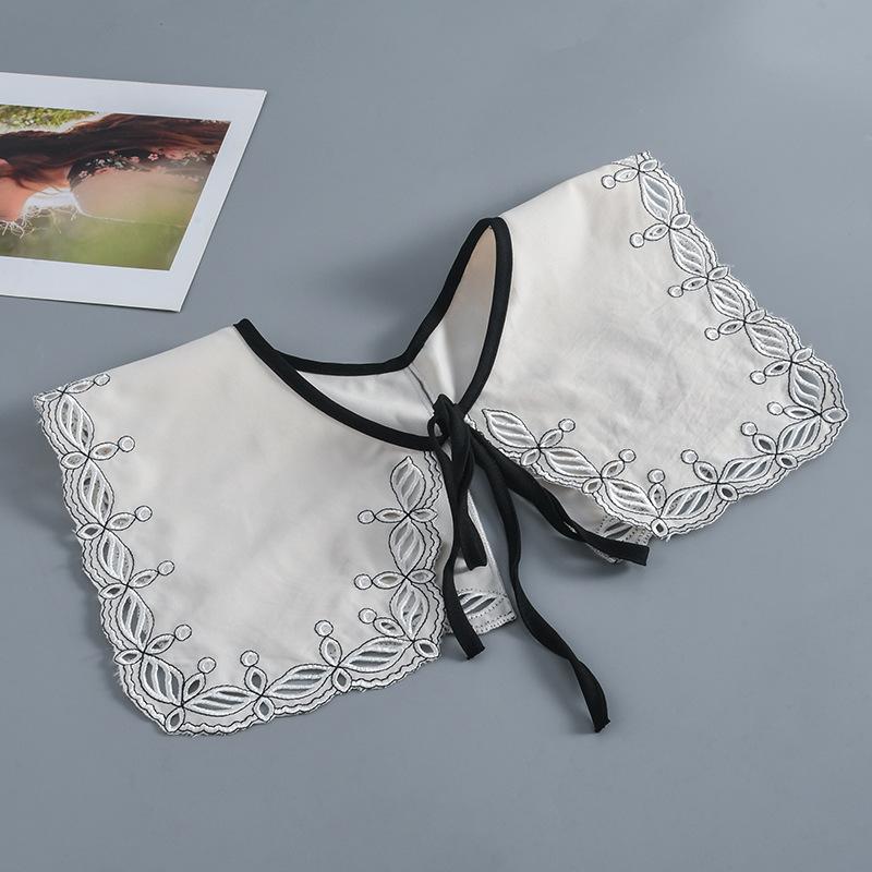 Fashion Women Girls Lolita Doll Shawl Fake Collar Embroidery Necklace Lapel Blouse Shoulder Wrap Short Capelet False Collar