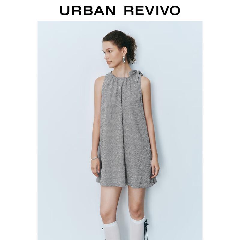 UR 2025 Autumn Textured Bow Tie Dress