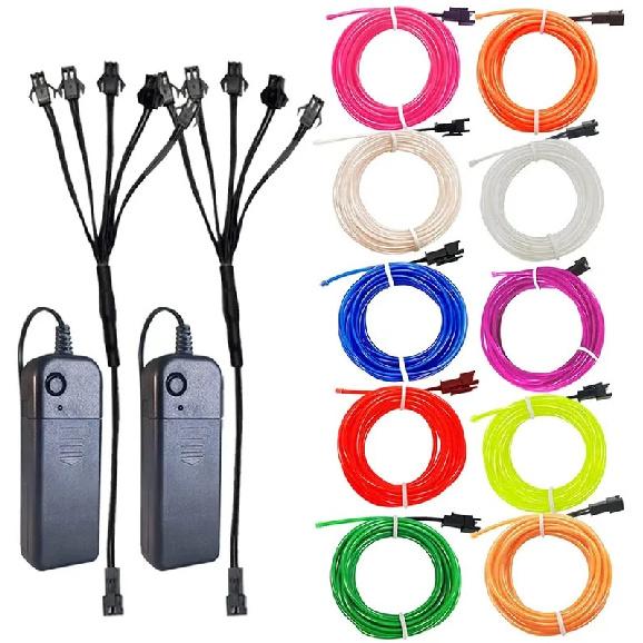 1m 3m 5m Glow EL Wire Neon Cable for Christmas Dance Party DIY Costumes Multicolor Illuminated Light AA Battery Lamp LED Strip