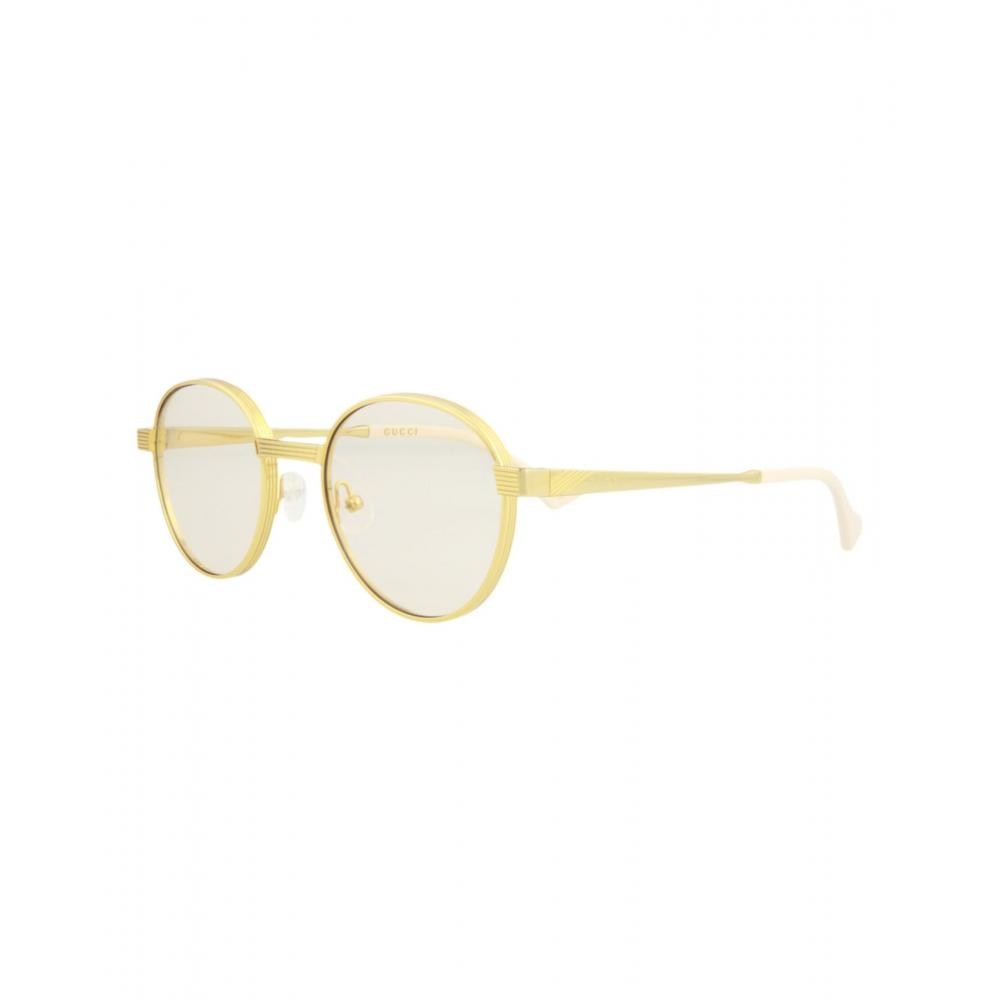 Gucci Round Frame Metal Sunglasses Gold Gold Yellow