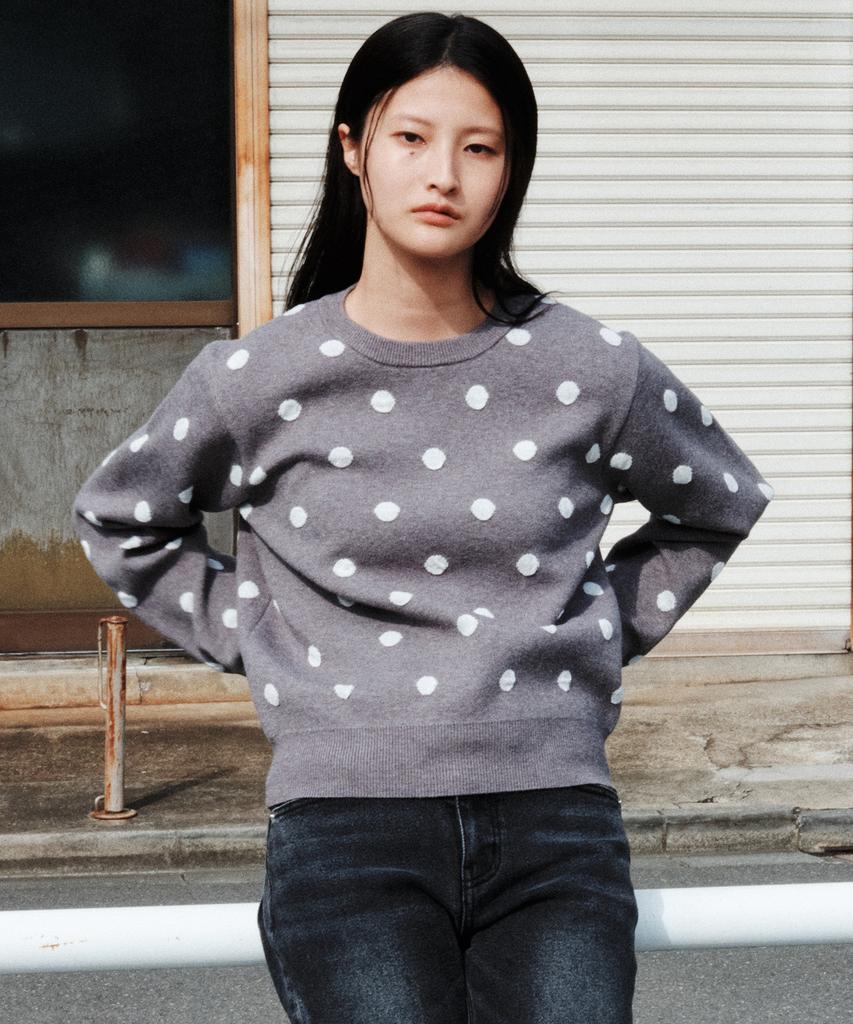 PLAC WOMEN Dot Pattern Pullover Gray