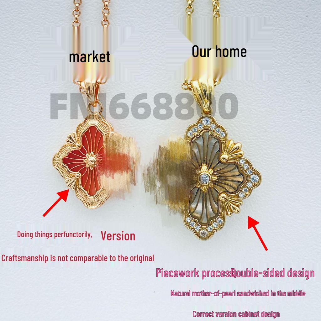 Набор ожерелья и браслета «Клевер» из эмали и бриллиантов с перламутром для женщин