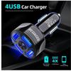 Super 4-Ports USB Car Charger Adapter QC3.0 Fast Mobile Phone Charge Compatible with IPhone Samsung