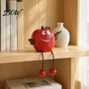 Whimsical Fruit Sculptures Resin Shelf Sitter Figurines with Flexible Dangling Legs, Hanging Edge Statues, Cute Character Desktop Ornaments