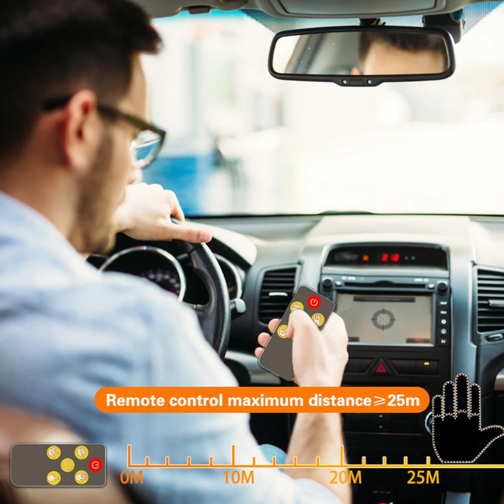 Автомобильный забавный светильник для жестов, фонарь для пальцев на заднем стекле автомобиля с дистанционным управлением, предупреждение, интерактивная ладонь