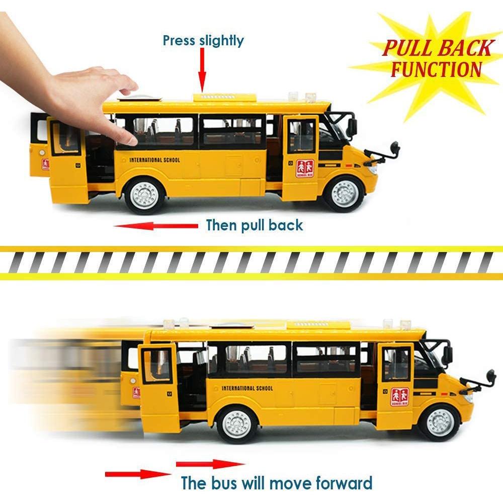 1/32 школьный автобус, игрушки для малышей, 9-дюймовые откидные желтые игрушечные автобусы, литые под давлением машинки со звуками, подсветкой и открытыми дверями, день рождения для мальчиков, девочек, детей