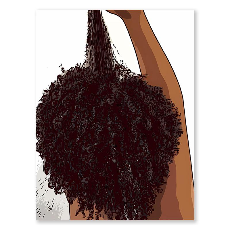 Fashion Black Girl Canvas Painting Hair Salon Champagne Wall Art Living Room Posters and Prints Home Decorations