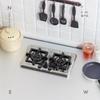 1шт, 1:Миниатюрная газовая плита 12 Scale, двойная горелка, кухонный прибор, серебристо-серый