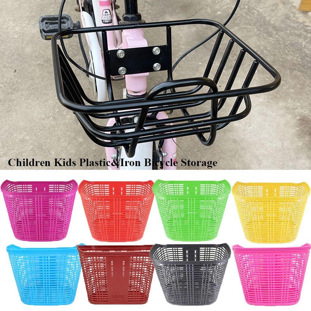 Пластиковая и железная передняя корзина для руля, легкая задняя велосипедная корзина, аксессуары для велосипеда