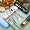 1 комплект бытовой портативной столовой посуды из нержавеющей стали, палочки для еды, ложки, вилки, набор из двух/трех предметов с коробкой
