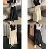 Cotton Blend Pleated Midi Skirt With High Waist For Women Spring