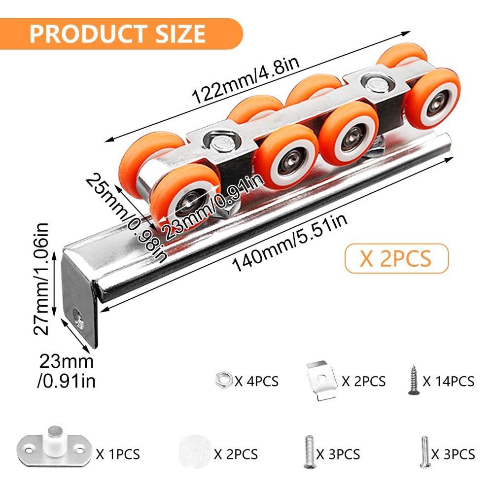 2 PCS Easy To Use Sliding Door Kit External Rail Sliding Casters Wide Applications