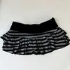 2026 Summer New Women's Wear  Y2K Grunge Black and Grey Striped Ruffle Mini Skirt  High Waist Elastic Waist Tight A-line Skirt