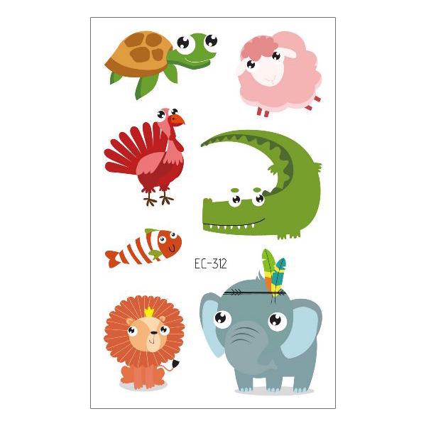 New Waterproof Kids Cartoon Tattoo Stickers - Elephant & Alpaca Designs