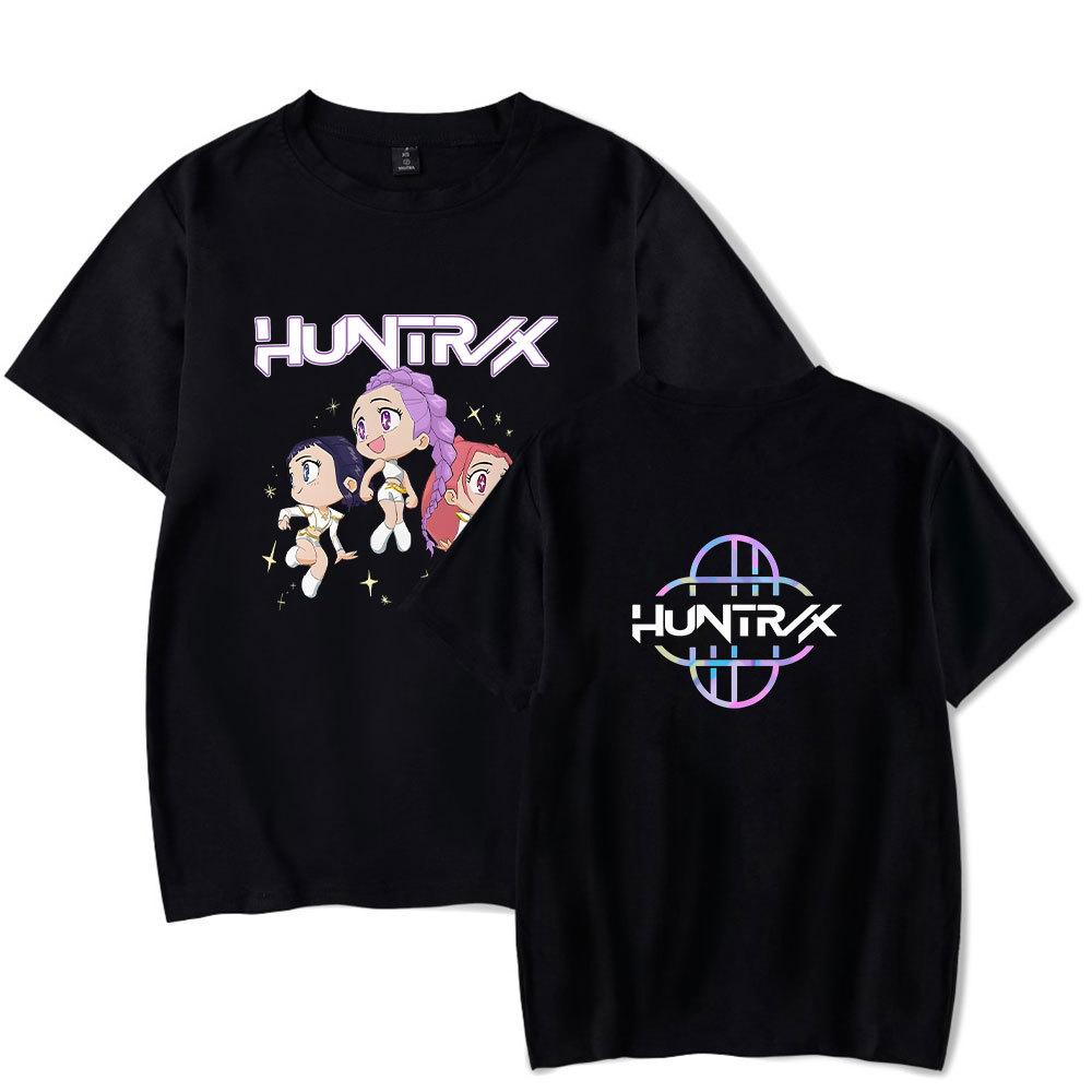 Аниме K-Pop Охотники на демонов Huntrix Футболка Мужская Женская Модная Хлопковая Футболка Летняя Унисекс С Круглым Вырезом Короткий Рукав Уличная Одежда Футболки