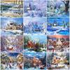Scenery Diamond Mosaic Christmas Diamond Embroidery Full Square/Round Winter House Landscape Cross Stitch Beaded Child Gift