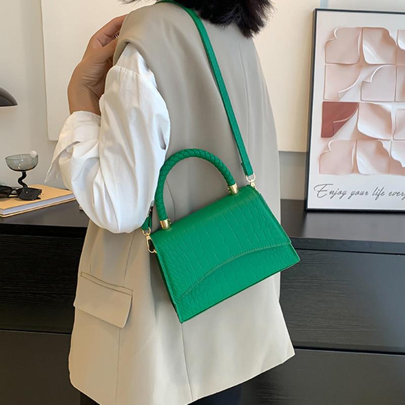 Yogodlns Retro Women Bag Western Style Shoulder Bag Handbag Korean Version Crocodile Pattern Small Square Bag Fashion And Simple Crossbody Bag