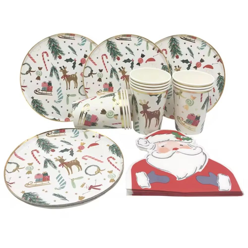 Бронзовый Одноразовая Посуда Сервировка на 10 Бумажная Тарелка Удобная Посуда для Пикника Дети